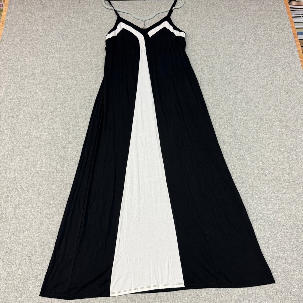 Chelsea & Theodore Maxi Dress XL Black White Colorblock Sleeveless Empire Waist